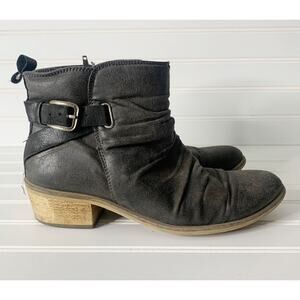 BareTraps Black Leather Ankle Boots with Buckle
